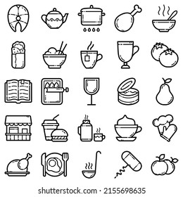 Food Flat Icon Set Isolated On White Background