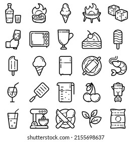Food Flat Icon Set Isolated On White Background