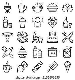 Food Flat Icon Set Isolated On White Background