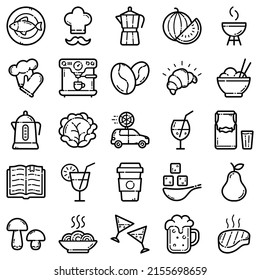 Food Flat Icon Set Isolated On White Background