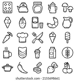 Food Flat Icon Set Isolated On White Background