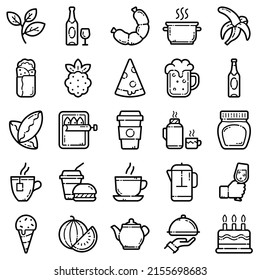 Food Flat Icon Set Isolated On White Background