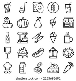 Food Flat Icon Set Isolated On White Background