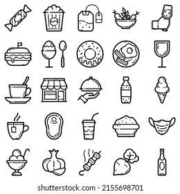 Food Flat Icon Set Isolated On White Background