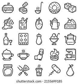 Food Flat Icon Set Isolated On White Background