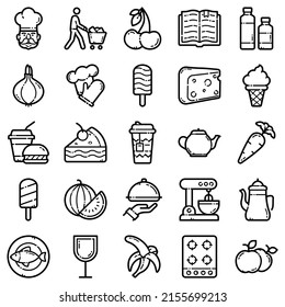 Food Flat Icon Set Isolated On White Background