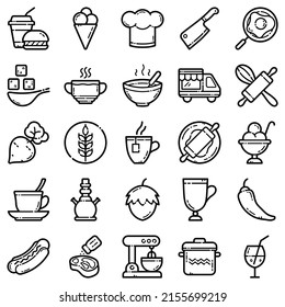 Food Flat Icon Set Isolated On White Background