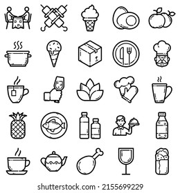 Food Flat Icon Set Isolated On White Background
