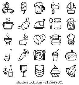 Food Flat Icon Set Isolated On White Background