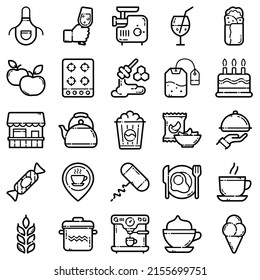 Food Flat Icon Set Isolated On White Background