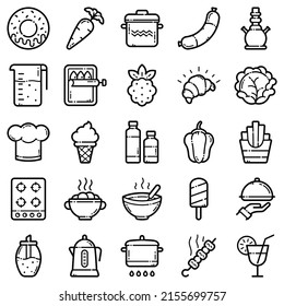 Food Flat Icon Set Isolated On White Background