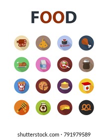 Food flat icon set. Vector illustration. Element template for design.