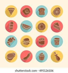 Food flat icon vector with long shadow