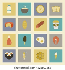 Food flat icons set