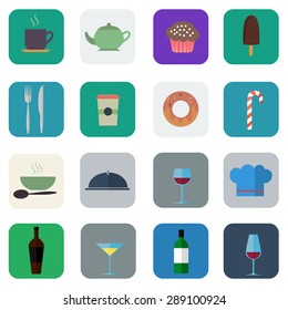 food flat icons set 