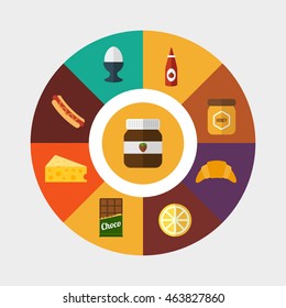 Food flat icons set