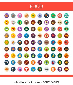 Food flat icons set. Vector illustration.