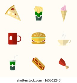 Food Flat Icons for Web and Mobile Applications