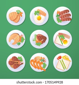 food in flat illustration style. Top view