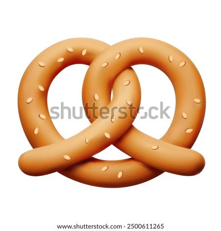 Food flat vector icon on a white background. Snacks for beer. 3D vector bread pretzel. Bread product with sesame