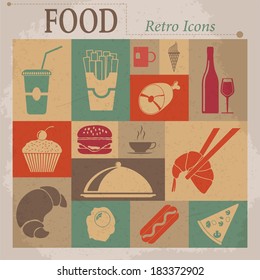 Food Flat Vector Retro Icons