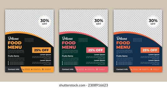 Food Flyer A4 size Vector Template. Fast Food Flyer Design Template cooking, cafe and restaurant menu, food ordering, junk food. 