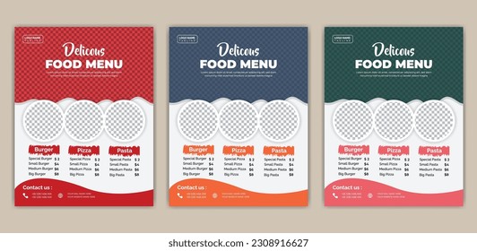 Food Flyer A4 size Vector Template. Fast Food Flyer Design Template cooking, cafe and restaurant menu, food ordering, junk food. 