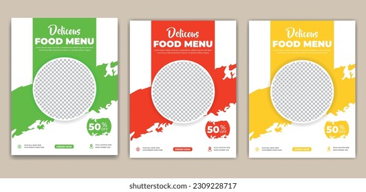 Food Flyer A4 size Vector Template. Fast Food Flyer Design Template cooking, cafe and restaurant menu, food ordering, junk food. 