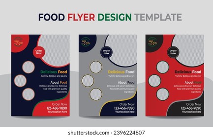 Plantilla vectorial de tamaño A4 para el viajero de alimentos. Plantilla de diseño de volante de comida rápida, menú de café y restaurante, pedido de comida, comida basura.