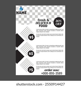 Food Flyer Design. Fast food restaurant marketing social media poster and web banner template design. Food flyer design for business promotions and advertisements. Discount food flyer design. burgers
