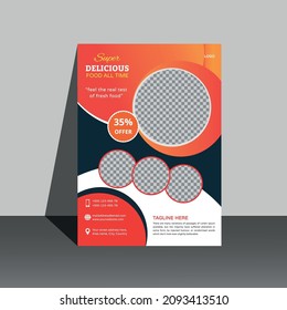 Food Flyer Design For Your Food Company, Restaurant. Layout space for photo background.