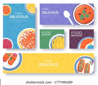 Food flyer, magazines, poster, book cover, banners. invitation cards concept background. Layout illustration modern slider page. Grain texture and noise effect.