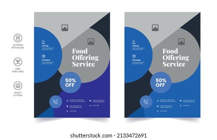 Food Flyer Pamphlet brochure design vector template in A4 size. Healthy Meal, Green color Restaurant menu template. Vector illustration for banner, poster, flyer, cover, menu, brochure.