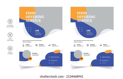 Food Flyer Pamphlet brochure design vector template in A4 size. Healthy Meal, Green color Restaurant menu template. Vector illustration for banner, poster, flyer, cover, menu, brochure.	