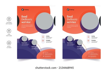 Food Flyer Pamphlet brochure design vector template in A4 size. Healthy Meal, Green color Restaurant menu template. Vector illustration for banner, poster, flyer, cover, menu, brochure.	