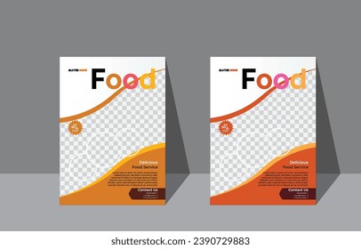 
Food  flyer, poster, brochure, magazine cover template. Modern green leaf, environment design. - Vector
