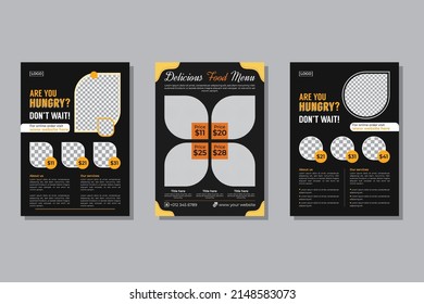 food flyer for restaurant menu card design, cooking recipe for fast food, burger or cocktail party, food poster business flyer template