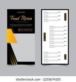 food flyer for restaurant menu card design, cooking recipe for fast food, burger or cocktail party, food poster business dl flyer template