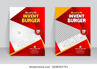 Food flyer, restaurant menu design, brochure, flyer design templates, Vector illustrations for food and drink, ads, cover design.
