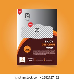 Food Flyer Template design Cafe, Restaurant Menu, Junk Food, Pizza, Burger, French Fries.
