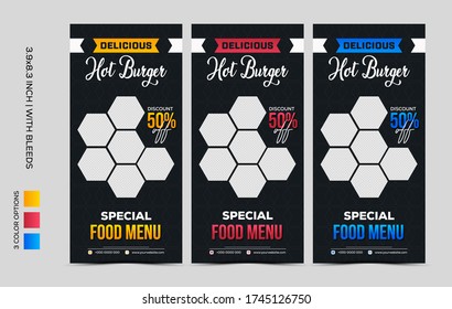 Food flyer template, social media banner for food company, long web banner for restaurant, food social media banner template