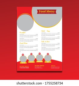Food Flyer template.Fast Food Flyer Design Template cooking, cafe and restaurant menu, food ordering, junk food. Pizza, Burger, French fries and Soda. Vector illustration for banner, poster, flyer.