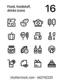 Food, foodstuff, drinks icons for web and mobile design pack 2