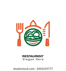 Food and fork and spoon combination for restaurant logo concept. Food and drink logo concept.