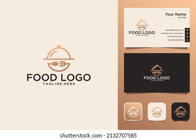 food with fork and spoon logo design and business card