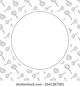 Food frame. doodle fast food circle frame. hand drawn food and beverage frame background. food background