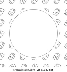 Food frame. doodle fast food circle frame. hand drawn food and beverage frame background. food background