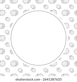 Food frame. doodle fast food circle frame. hand drawn food and beverage frame background. food background