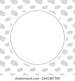 Food frame. doodle fast food circle frame. hand drawn food and beverage frame background. food background
