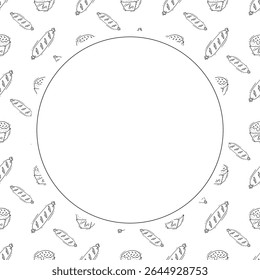 Food frame. doodle fast food circle frame. hand drawn food and beverage frame background. food background